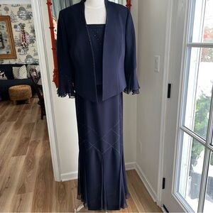 Junnie Leigh Navy Evening Dress & Jacket size 14